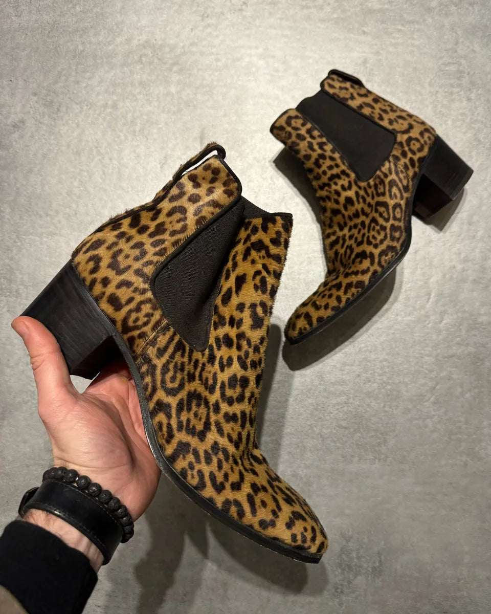 Yves Saint Laurent Leopard Pony Hair Heels Boots – Dolce Vita Hub
