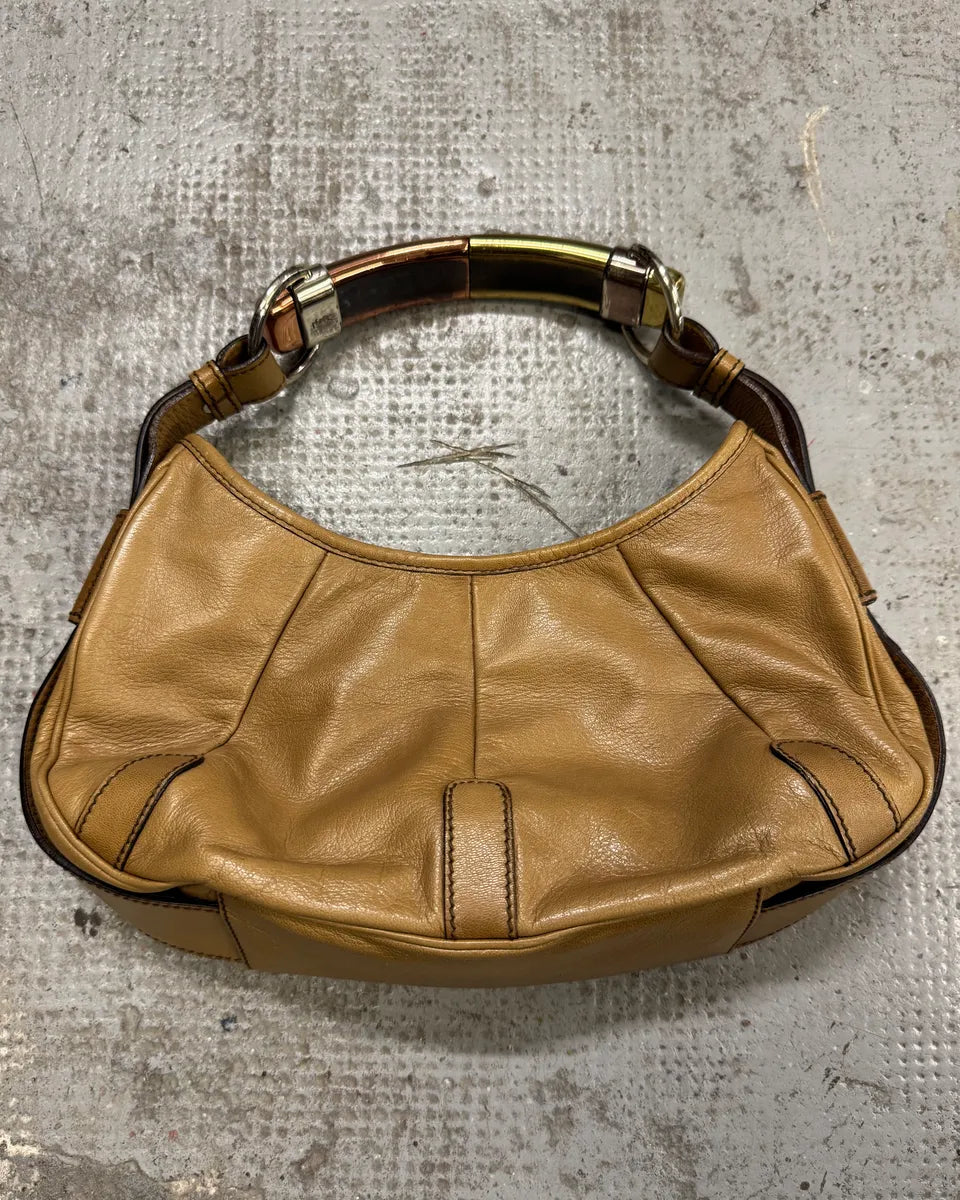Yves Saint Laurent Tom Ford Mombasa Beige Leather Metal Handle Bag Yves Saint Laurent Tom Ford Mombasa Beige Leather Metal Handle Bag