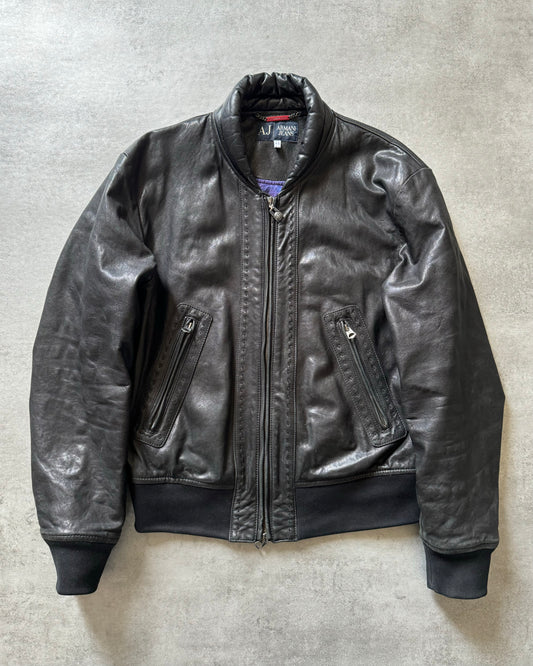 1990s Armani Shawl Bomber Leather Jacket  (L) - 1