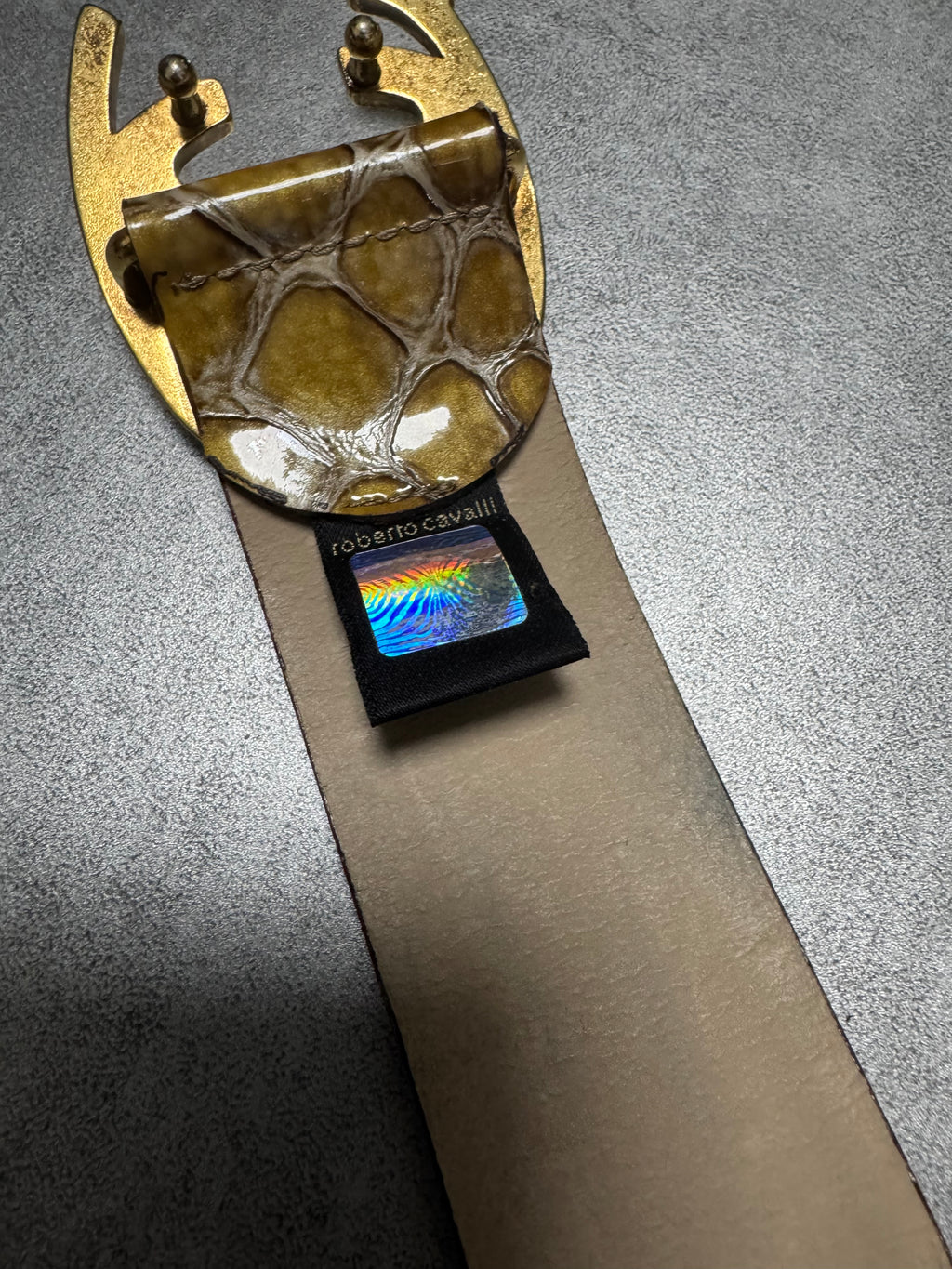 Cavalli Yellow Python Effect Leather Belt