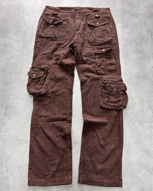 AW2004 Daniele Alessandrini Velvet Cargo Brown Pants (L)