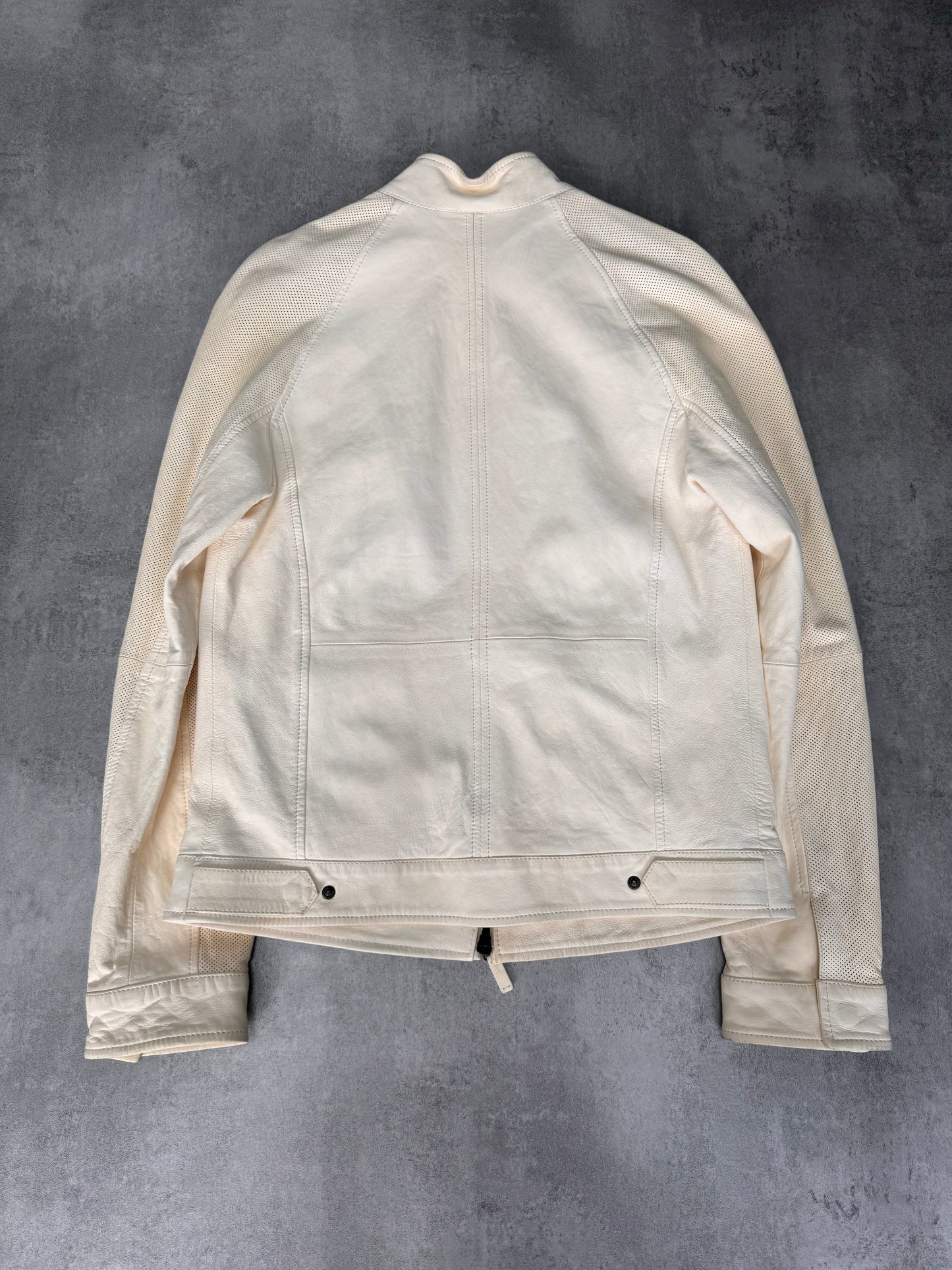 SS2013 Giorgio Armani Creme Biker Leather Jacket (S)