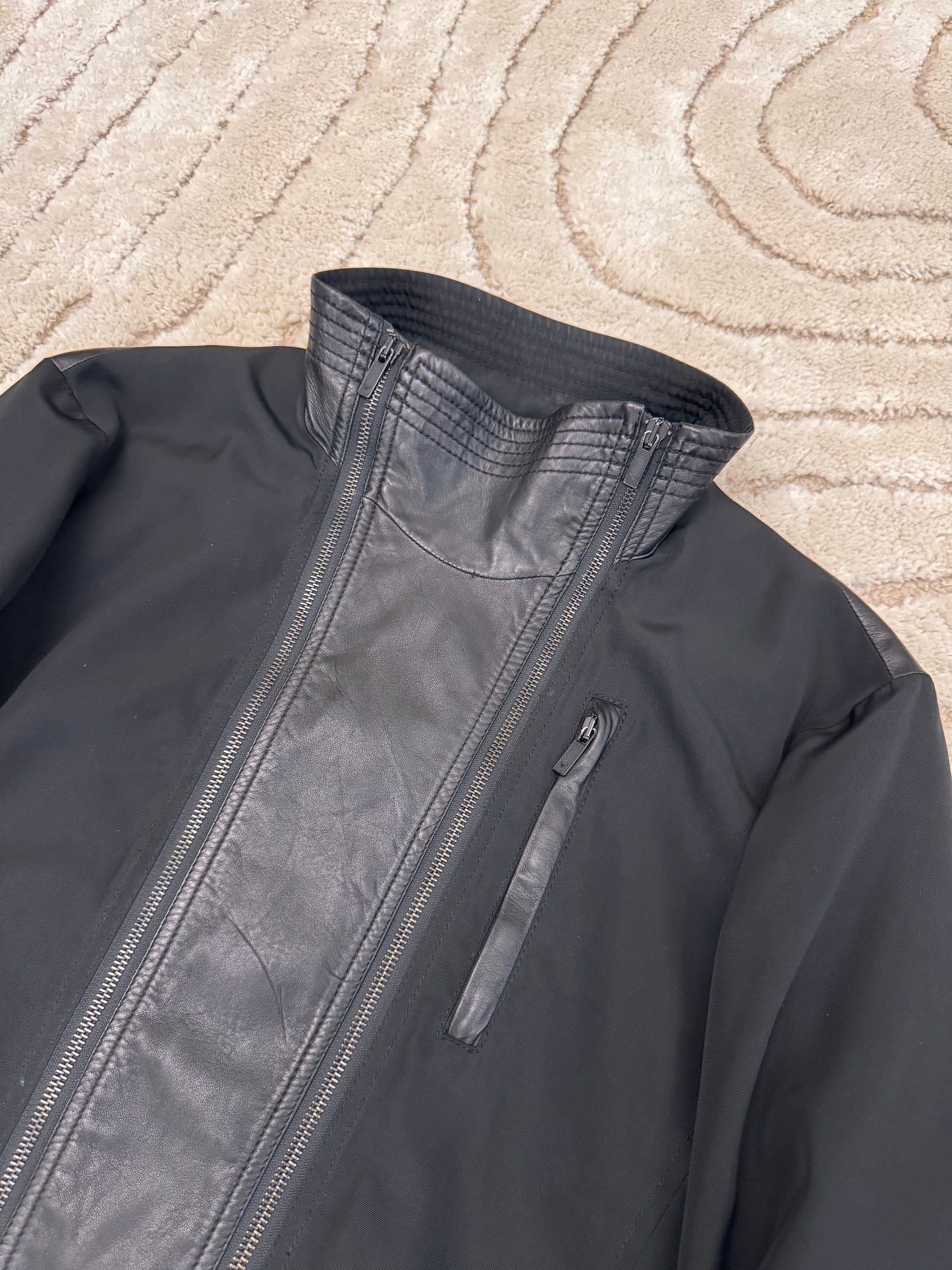 SS2011 Emporio Armani Hybrid 2-Zip Leather Jacket (M)