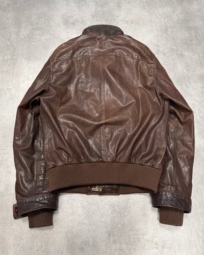 FW2005 Dolce & Gabbana Military Double Leather Heavy Jacket (L)