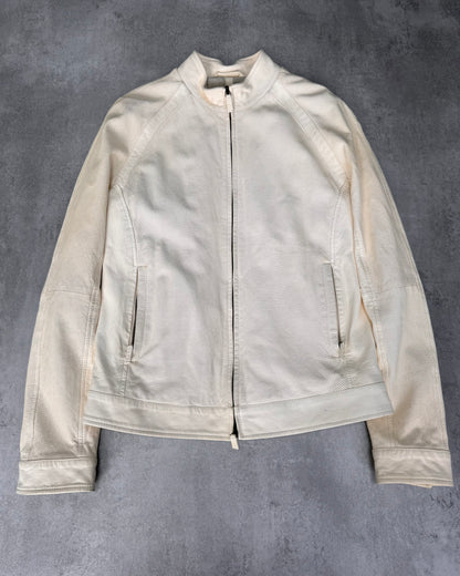 SS2013 Giorgio Armani Creme Biker Leather Jacket (S)