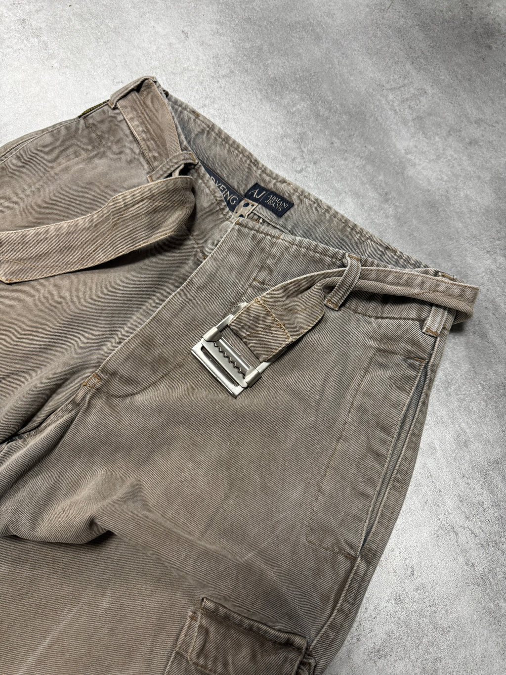 2000s Armani Grey Denim Cargo Jeans