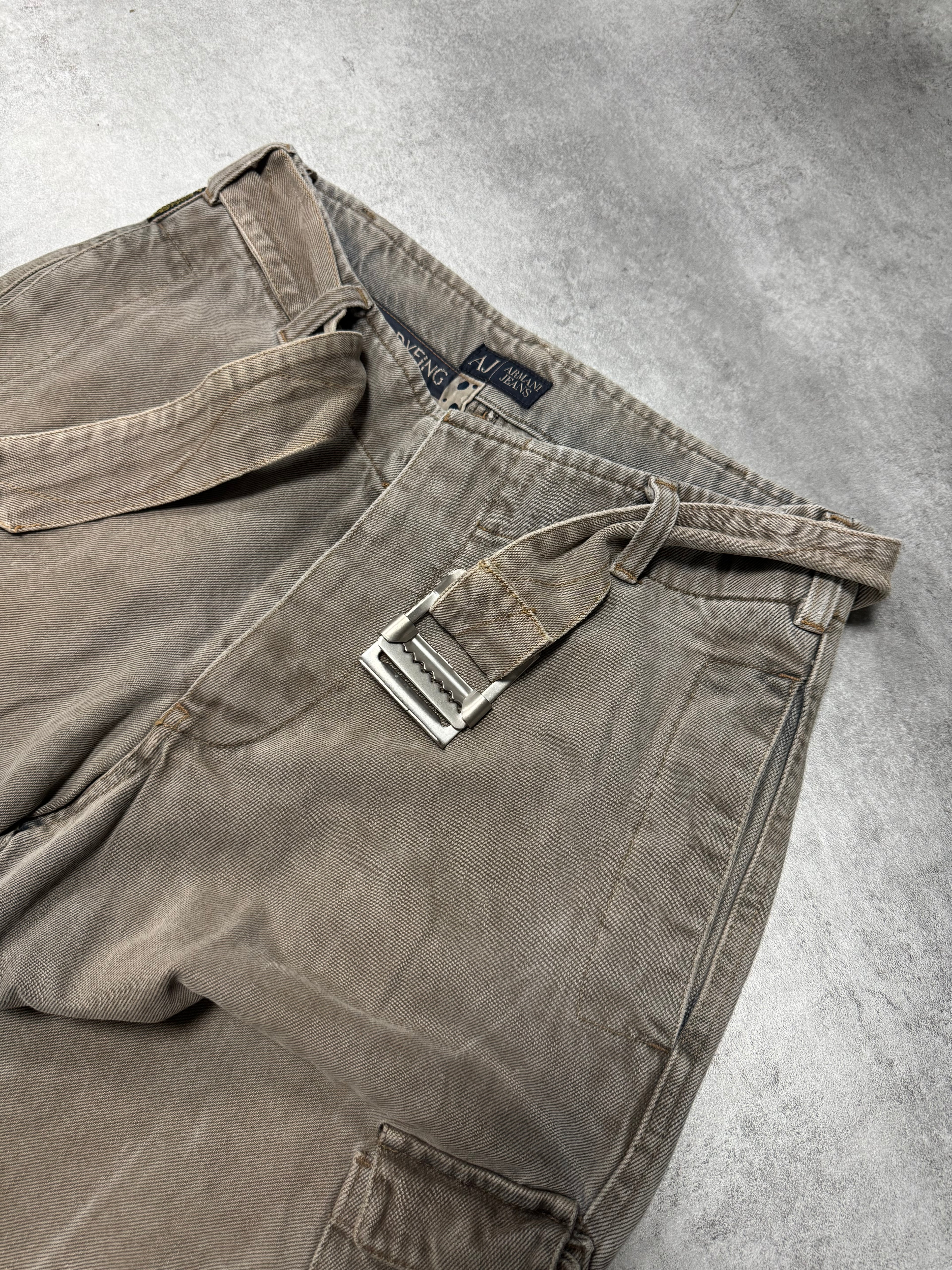 2000s Armani Grey Denim Cargo Jeans