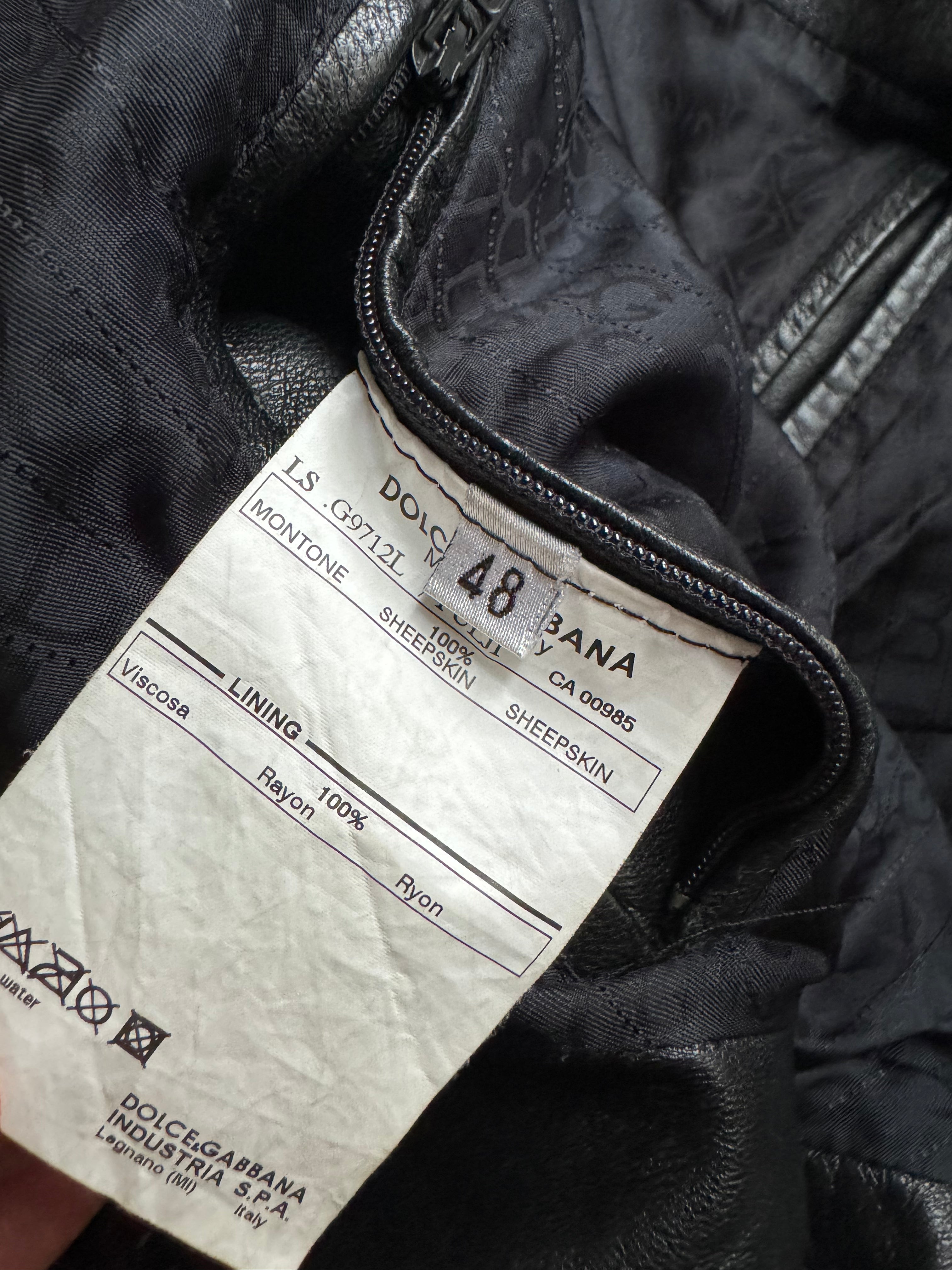 AW2005 Dolce & Gabbana Multi Zips Premium Biker Black Leather Jacket (M) - 5