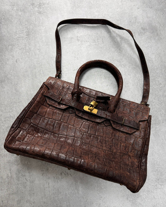 2000s Just Cavalli Embossed Crocodile Effect Hanbag (OS)