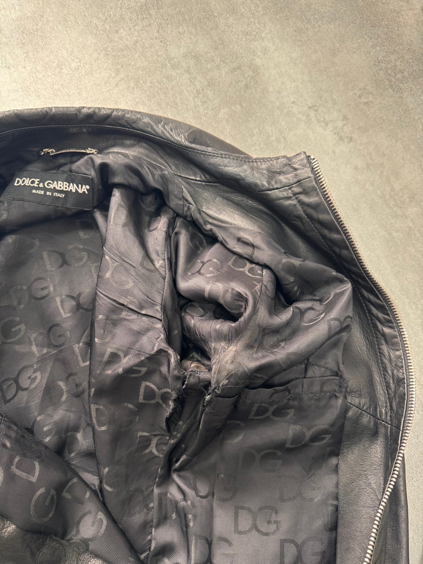 2000s Dolce & Gabbana Spy Black Leather Jacket (S/M)