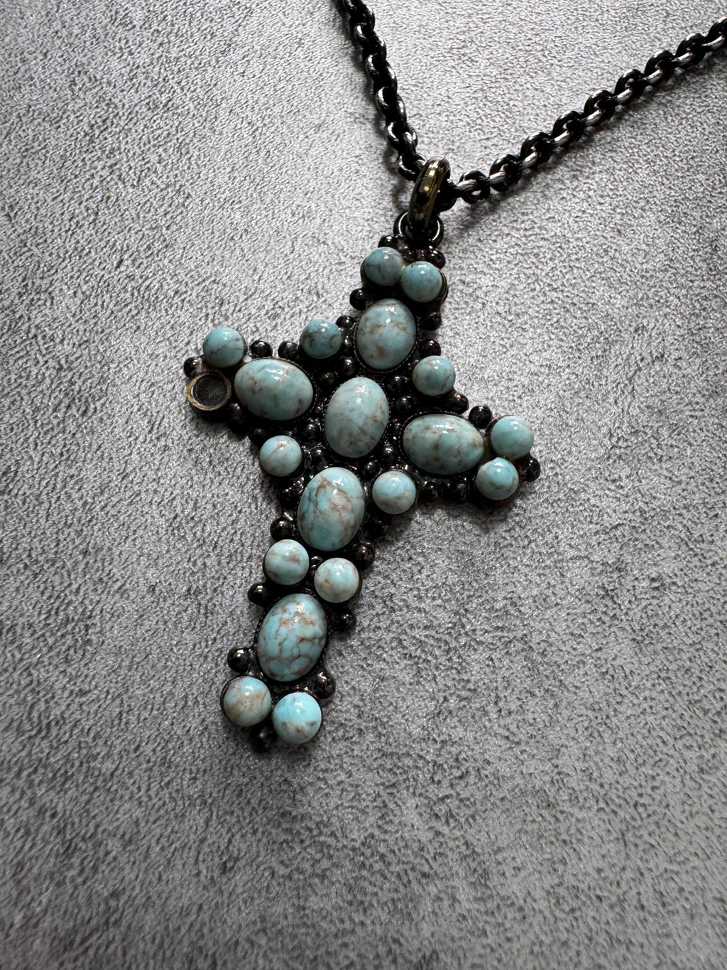 Dolce & Gabbana Water Green Onyx Cross Black Necklace
