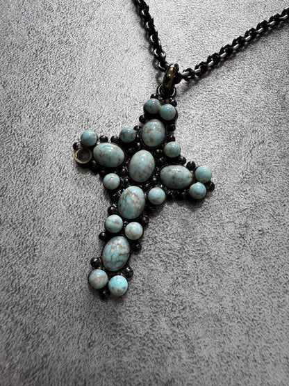 Dolce & Gabbana Water Green Onyx Cross Black Necklace (OS)