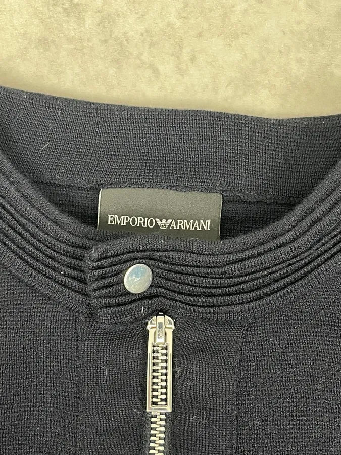 Emporio Armani Dark Navy Knit Zip Jacket TMeWEKO 5