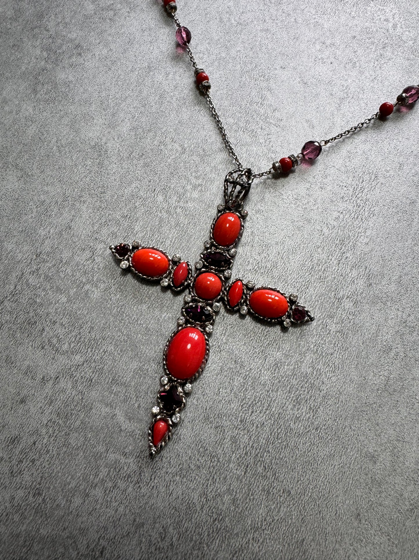 Dolce & Gabbana Fantasy Red Cross Pendant Necklace (OS)