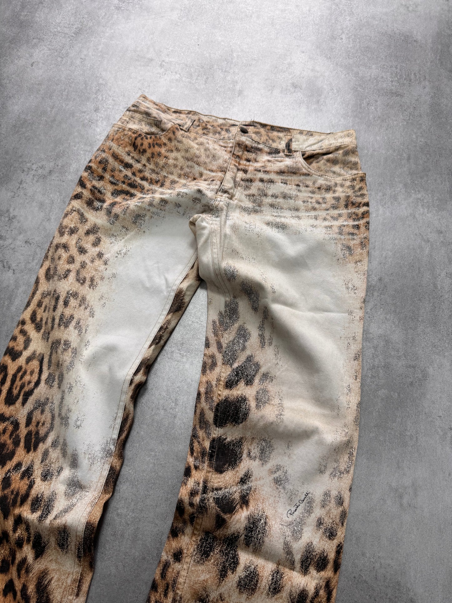 AW2002/03 Roberto Cavalli Jaguar White Faded Pants (S)