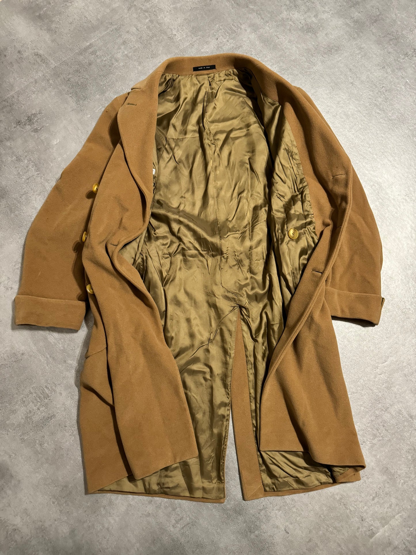 1990s Emporio Armani Camel Italian Captain Wool Trench Coat (L) - 5