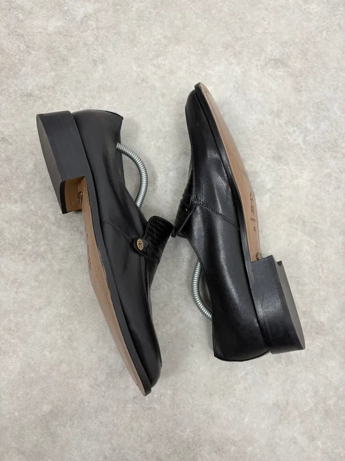 2000s Pierre Balmain Black Satin Leather Classy Loafers MgOgqRz 5