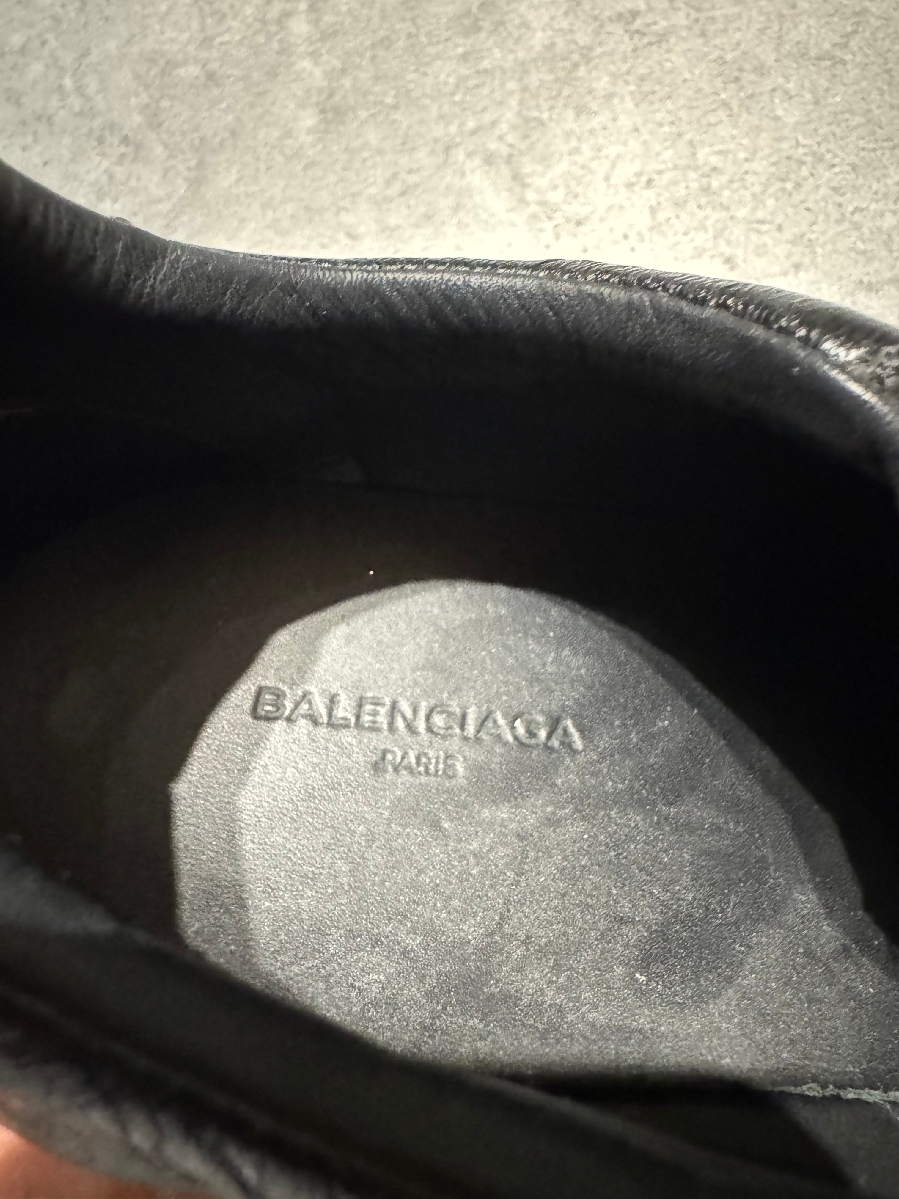 Balenciaga Arena Low Black Cracked Leather Sneakers
