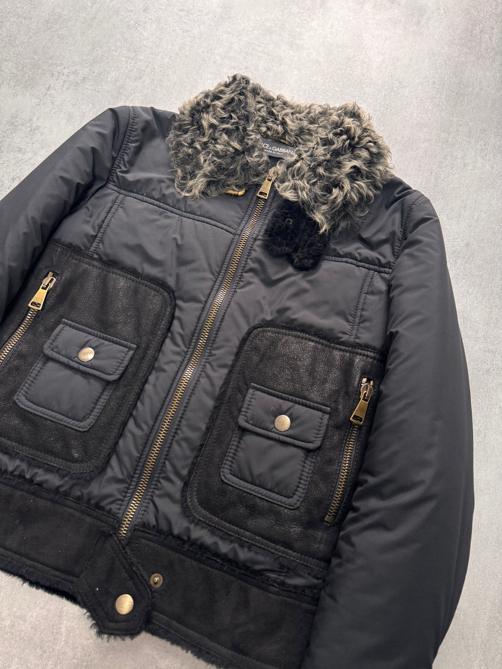 2000s Dolce & Gabbana Shearling Hybrid Bomber Jacket