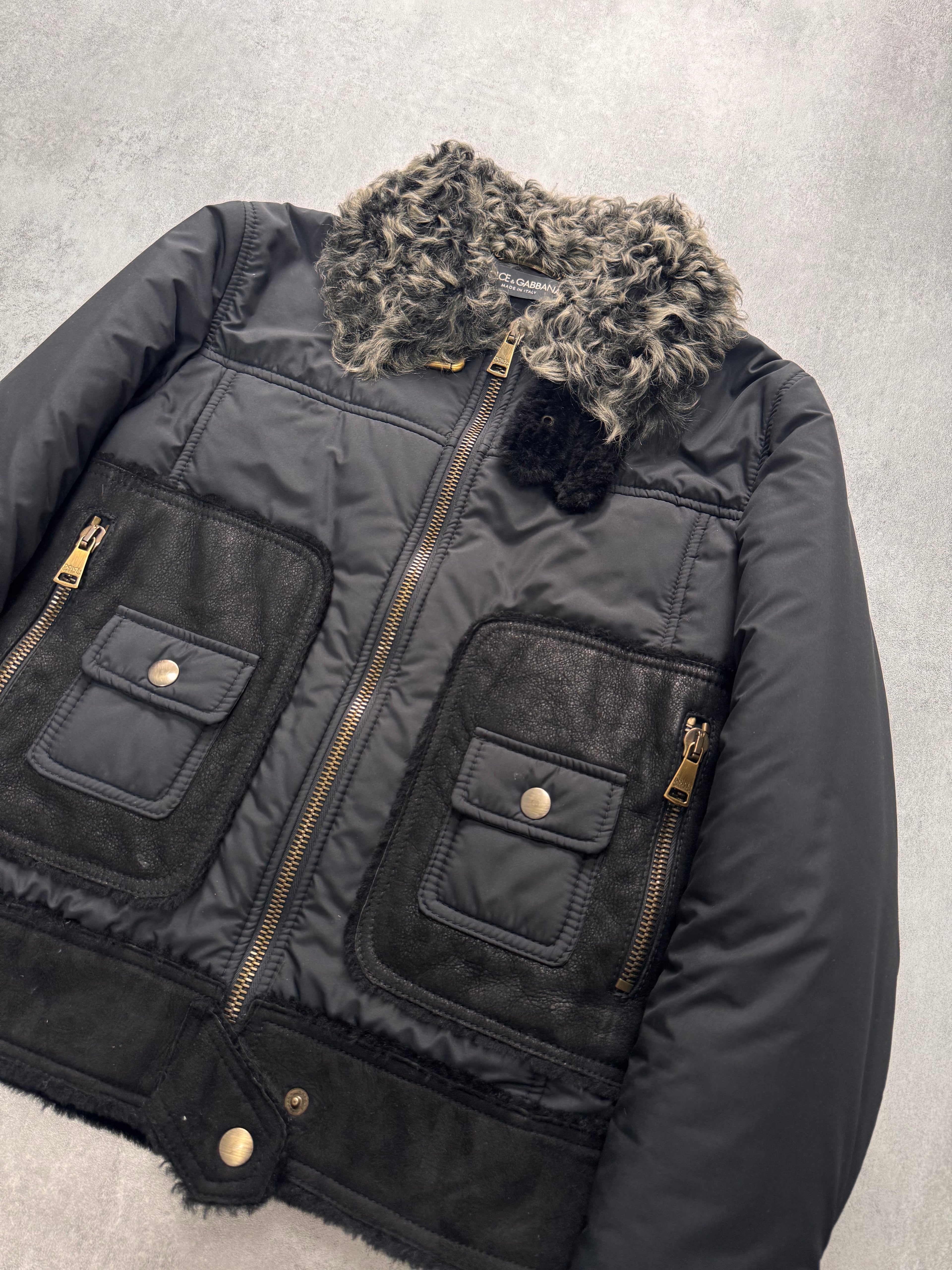 2000s Dolce & Gabbana Shearling Hybrid Bomber Jacket