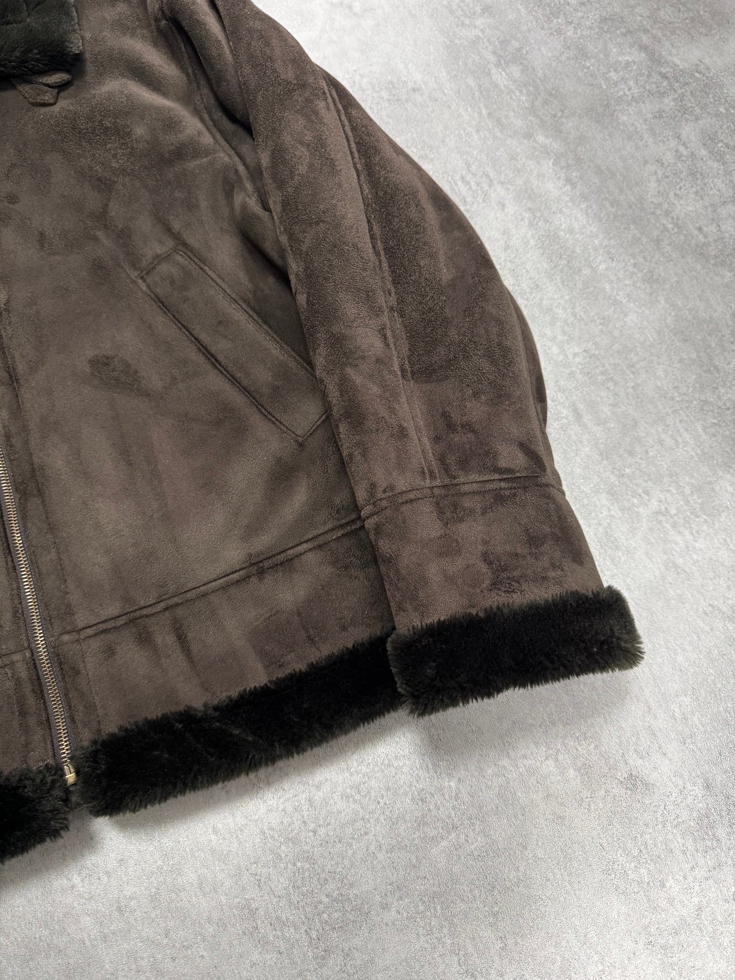 1990s Balmain Faux-Fur Shearling Brown Jacket (M)