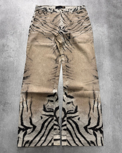 SS2002 Cavalli Zebra Camel Faded Pants (S)