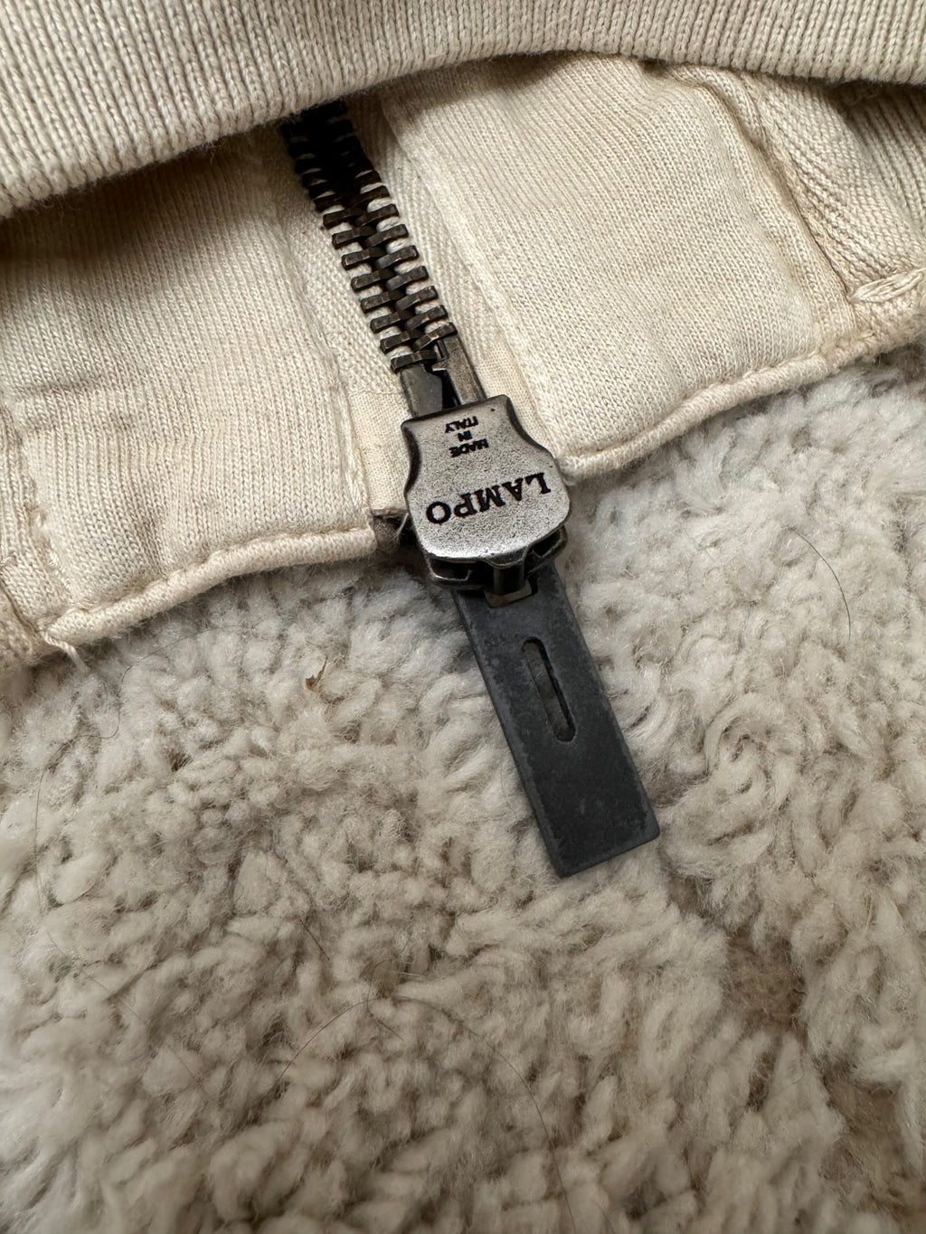 2000s Emporio Armani Paneled Stone Beige Zip-Up Sweater