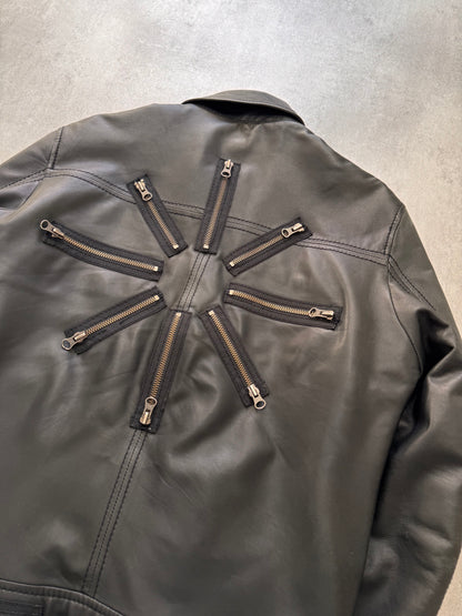 2000s Moschino Circular Zip Elevation Leather Jacket (M)