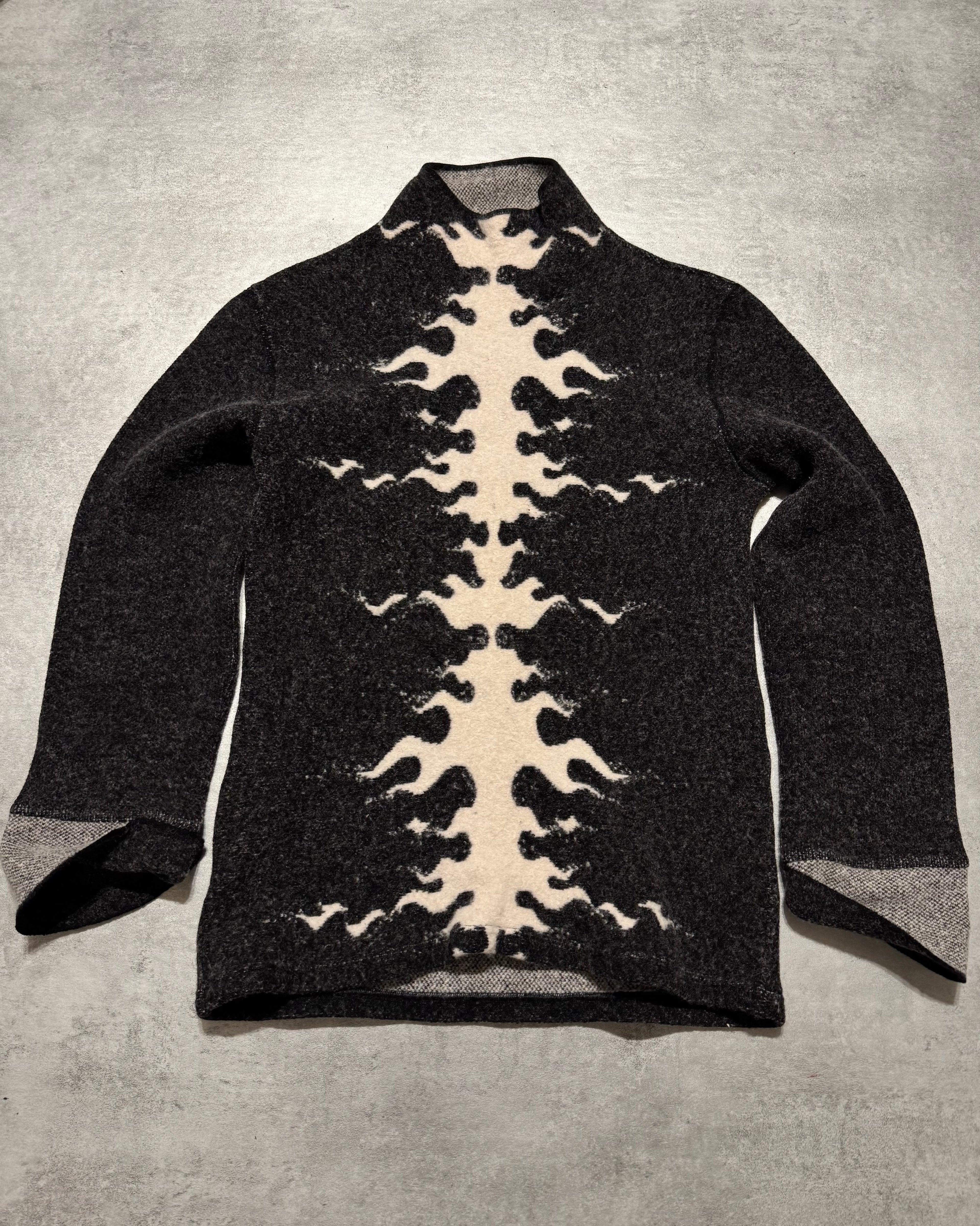 1990s Roberto Cavalli Black Fire High Neck Sweater