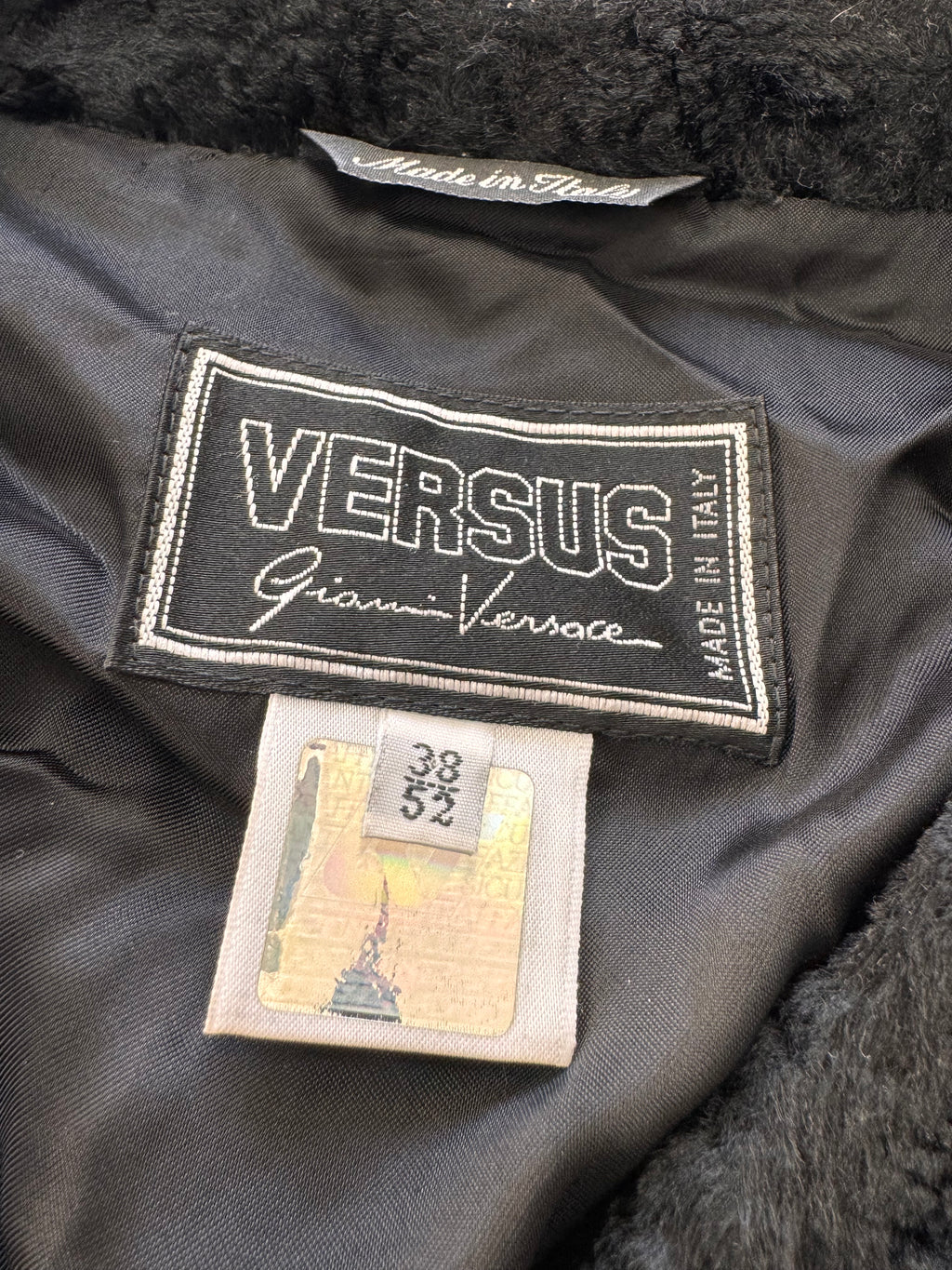 2000s Versace Black Faux Fur Vest