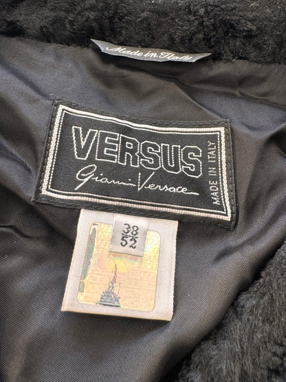 2000s Versace Black Faux Fur Vest (M)