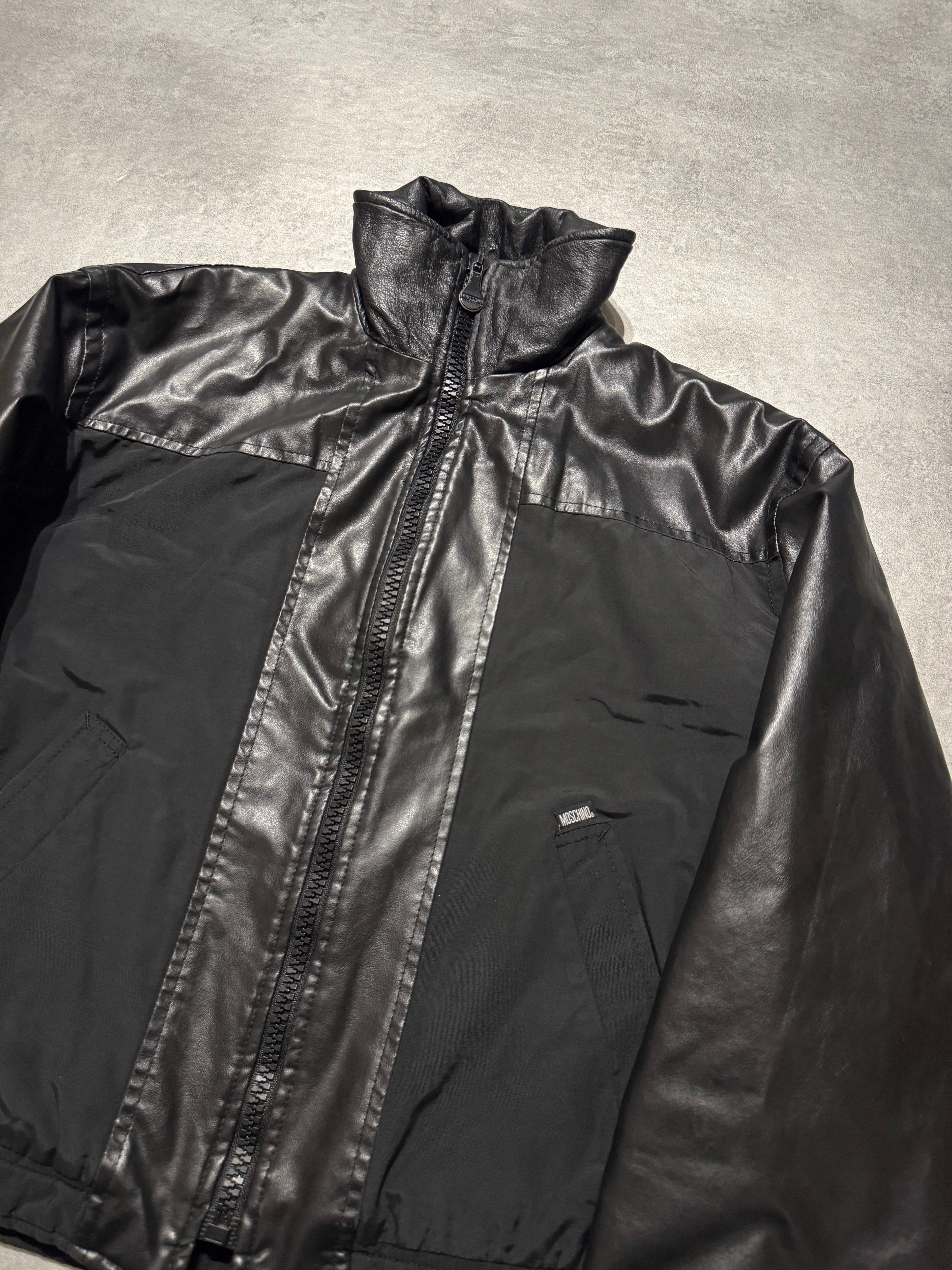 2000s Moschino Nylon Hybrid Black Cropped Jacket