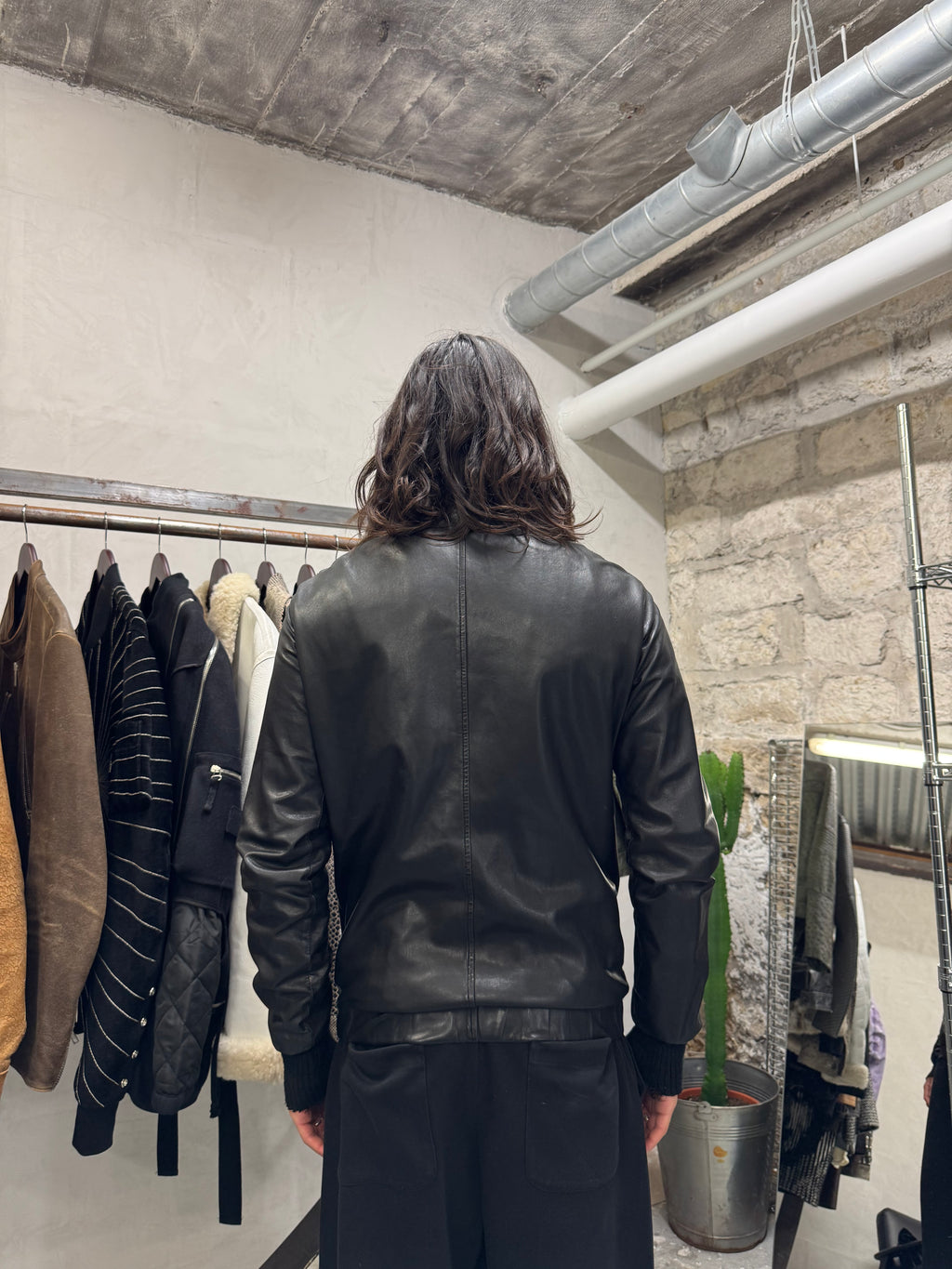 2010s Giorgio Brato Avant-Garde Black Leather Bomber Jacket