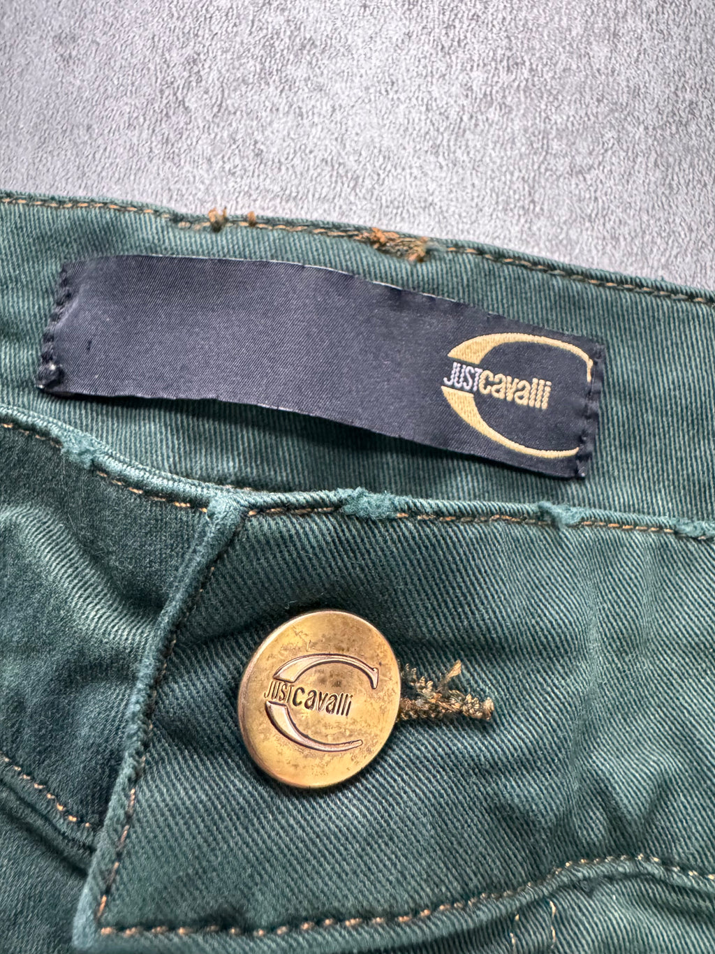 SS2006 Cavalli Green Cargo Cropped Pants