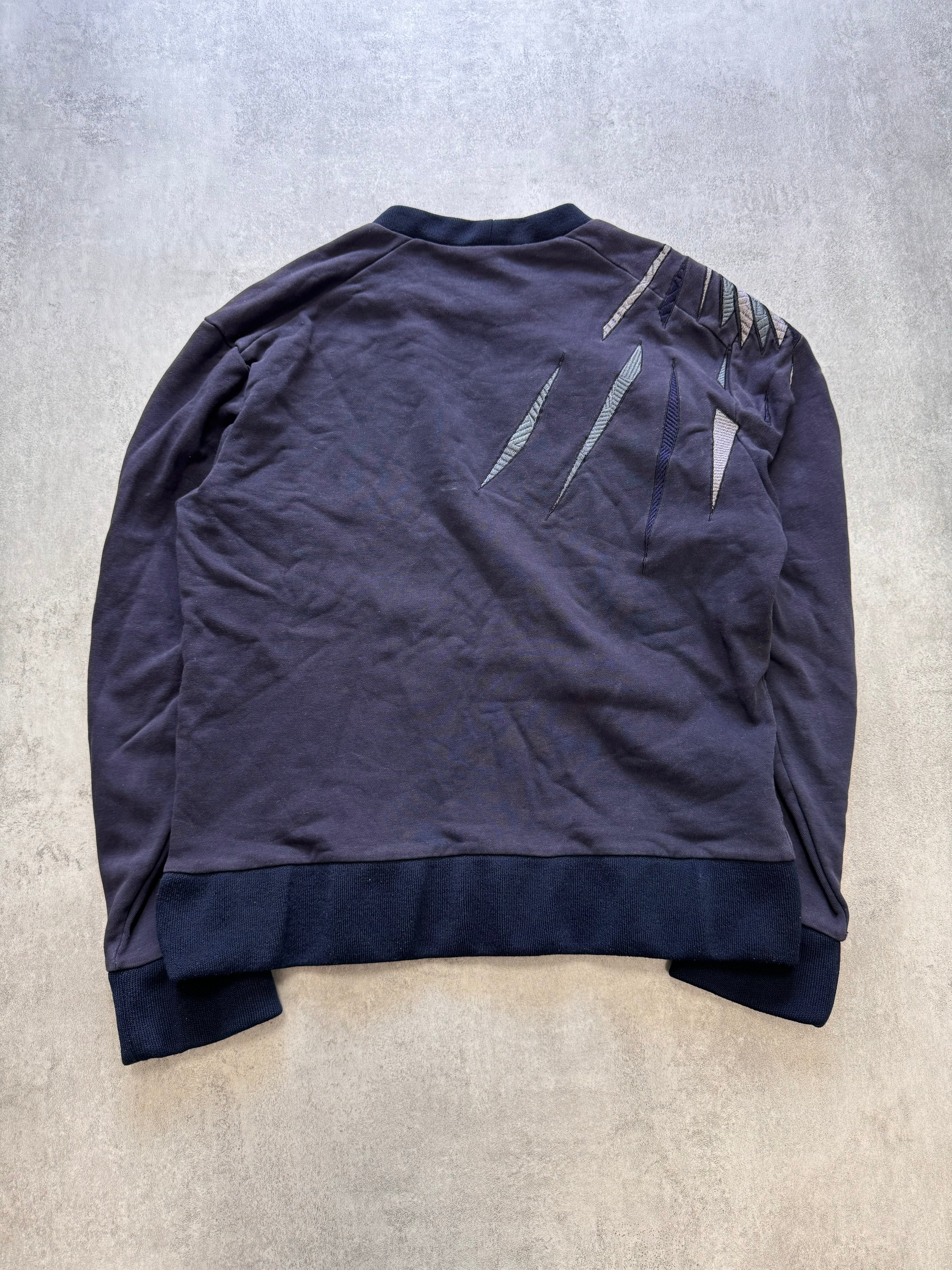 SS2017 Emporio Armani Embroidered Natural Royal Eagle Purple Sweater