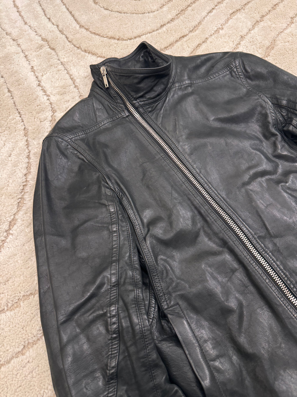 Rick Owens Mollino Biker Calf Leather Jacket (S/M)