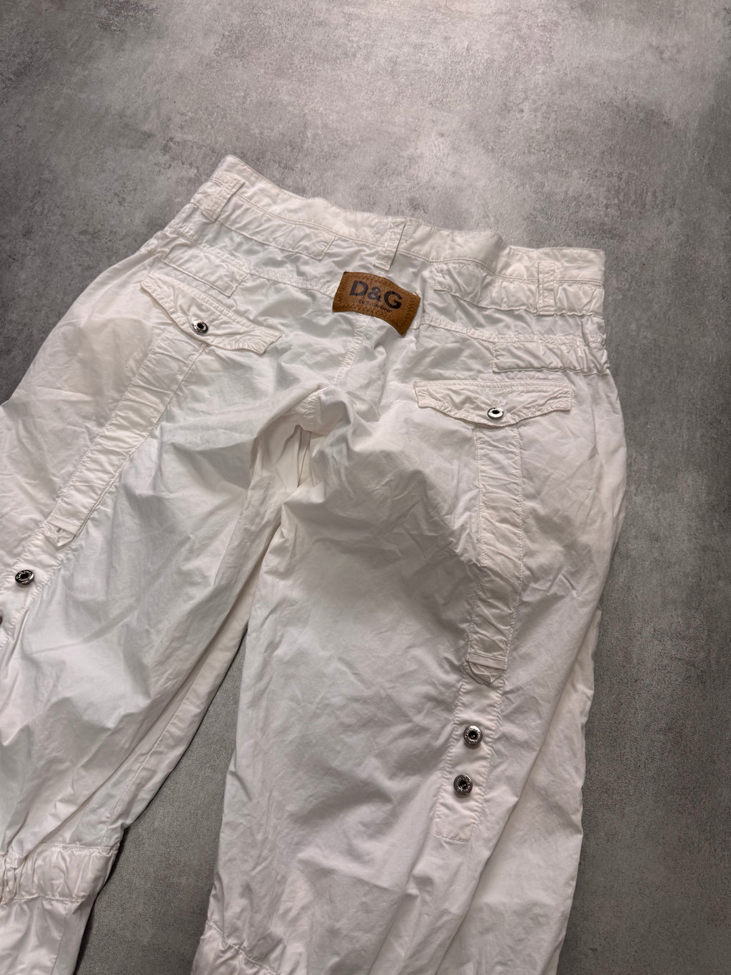 SS2004 Dolce & Gabbana Soft White Cargo Flared Pants