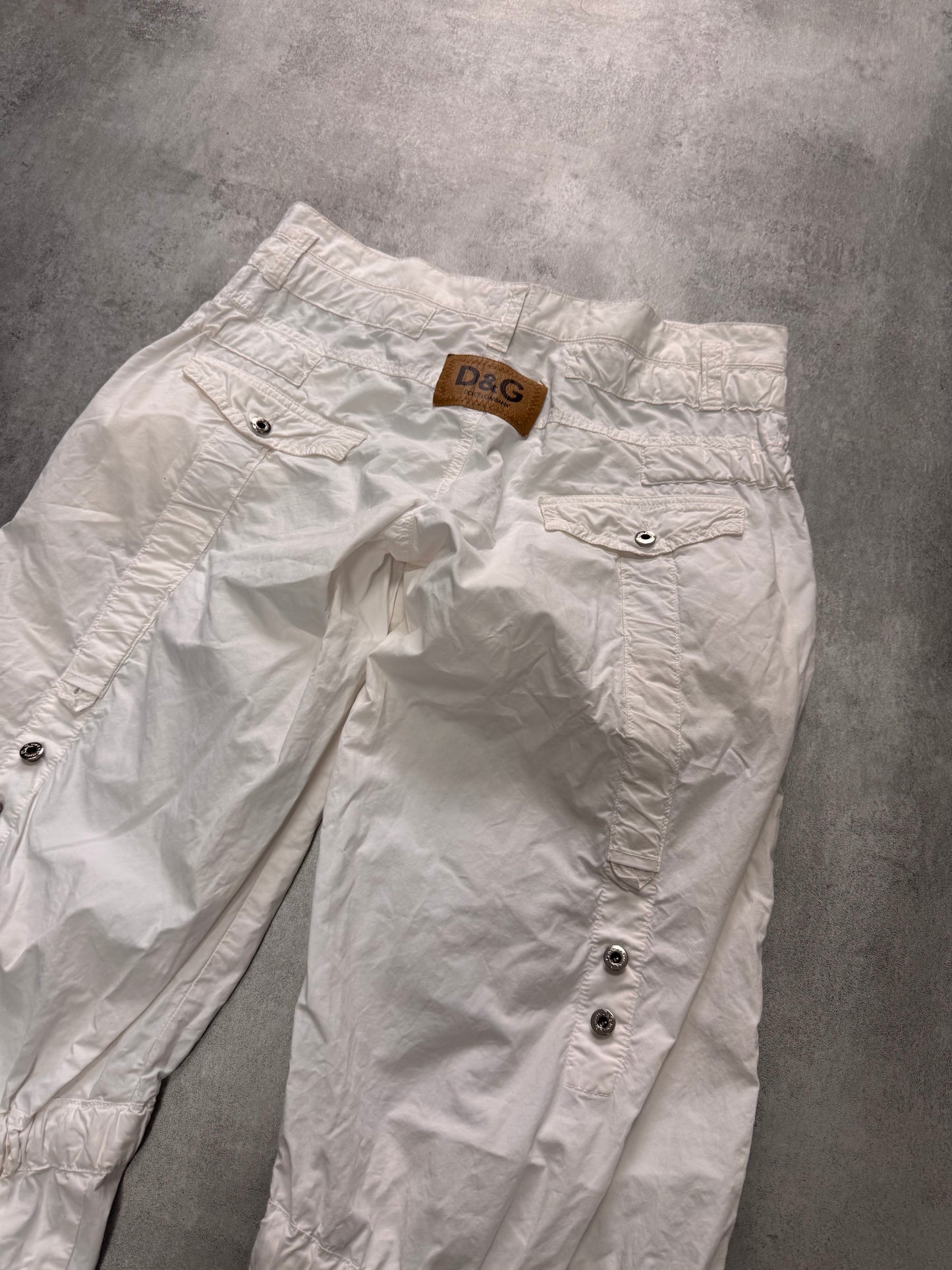 SS2004 Dolce & Gabbana Soft White Cargo Flared Pants (S)