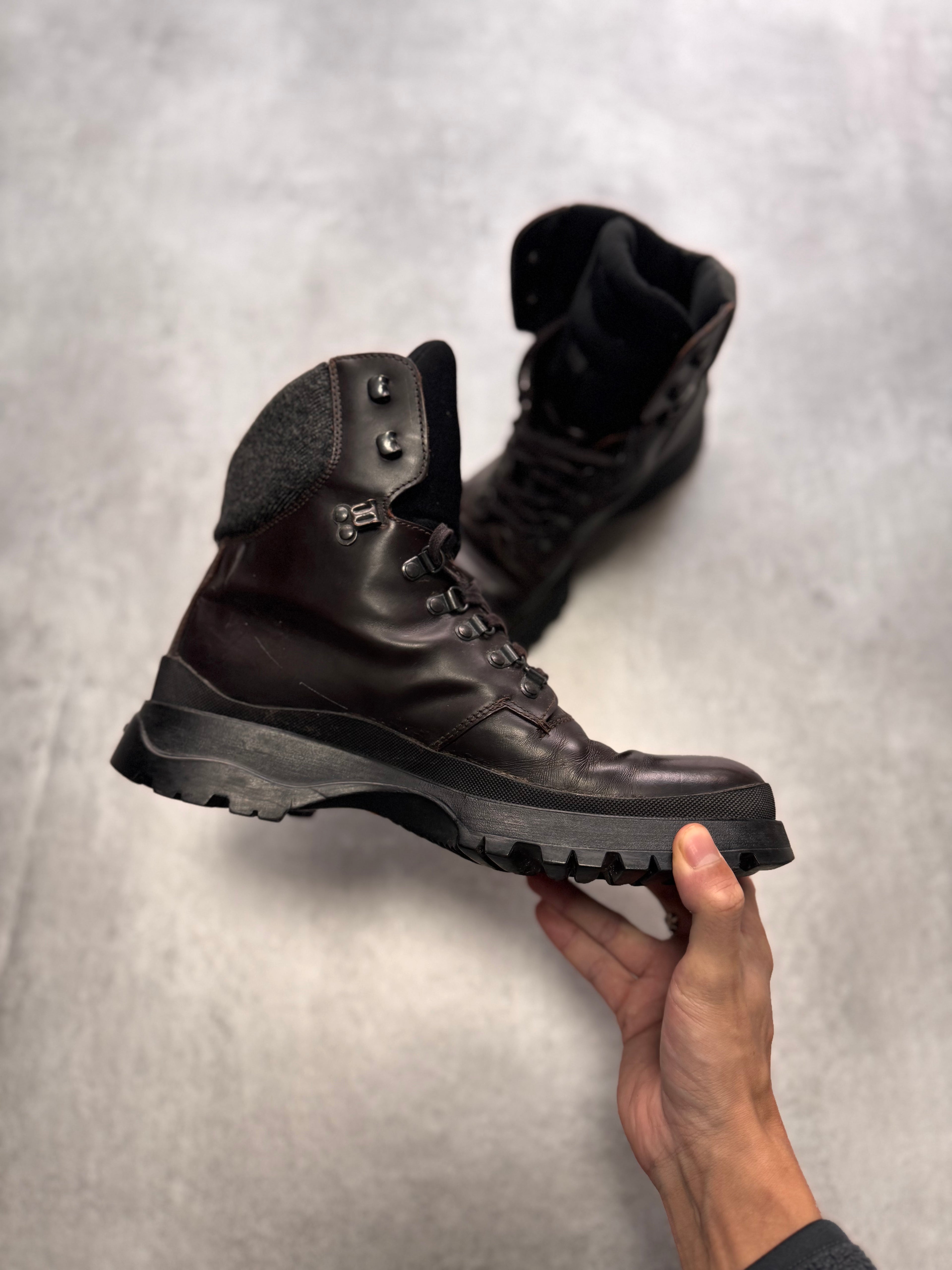 FW1999 Prada Brown Leather Hiking Boots