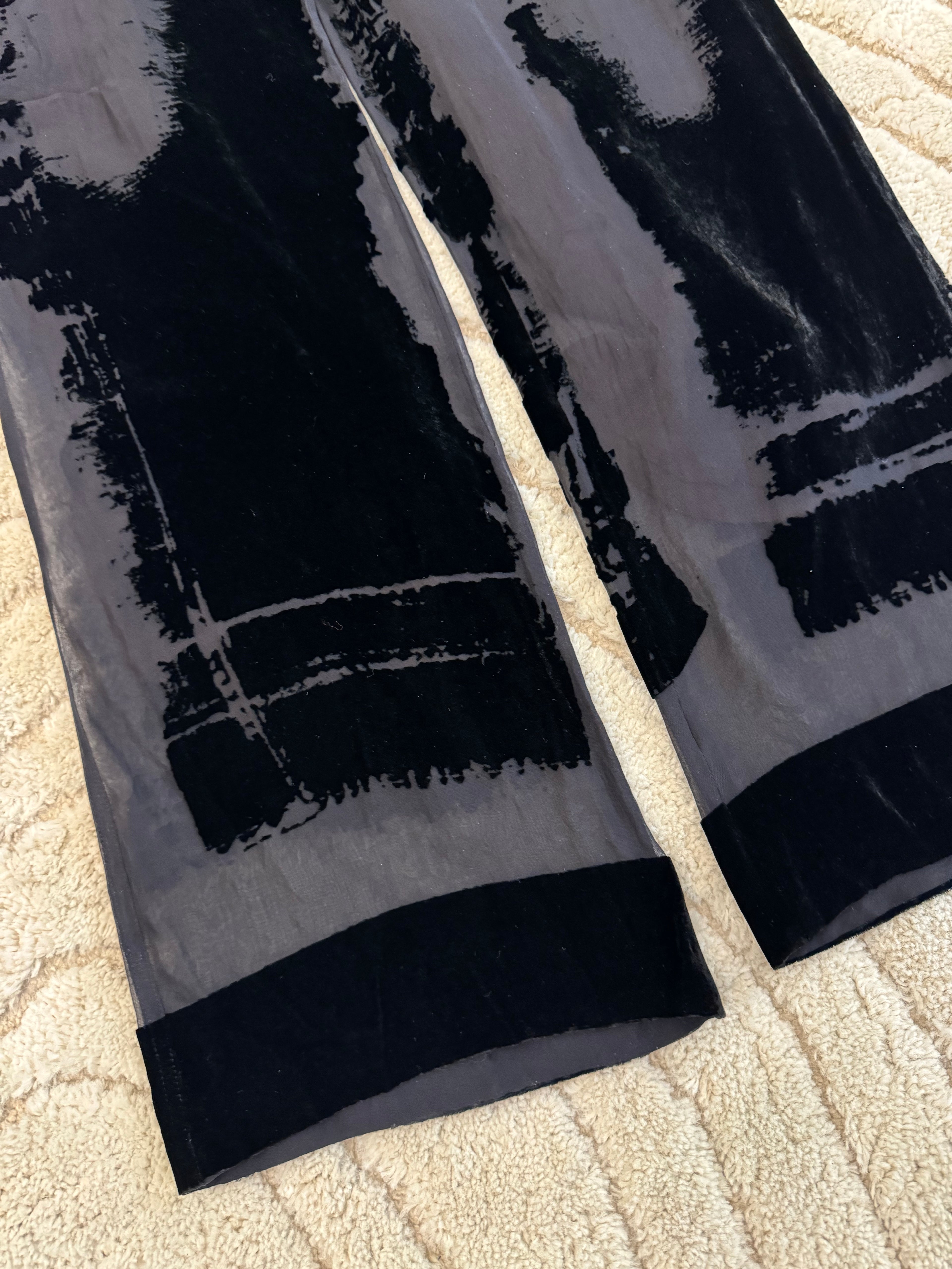 Jean Paul Gaultier Hybrid Mesh Velvet Pants