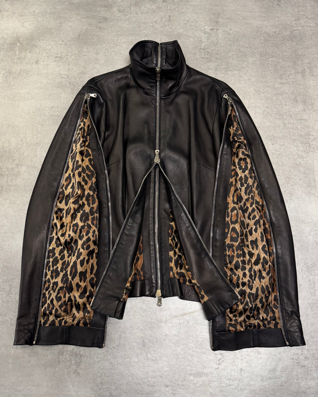 SS2003 Dolce & Gabbana Sexy Biker Multi-Zip Leather Jacket (XS/S)