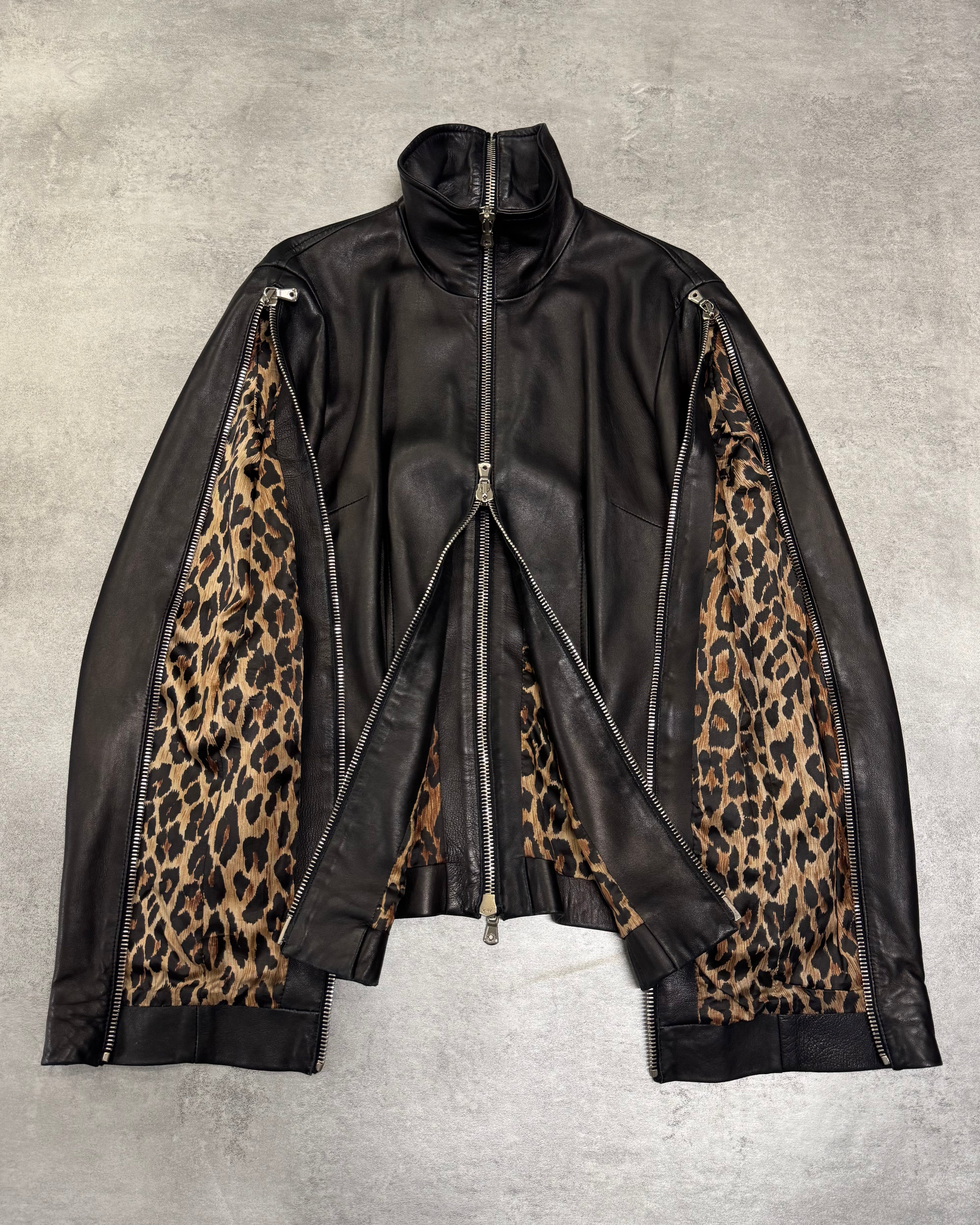 SS2003 Dolce & Gabbana Sexy Biker Multi-Zip Leather Jacket (XS/S)