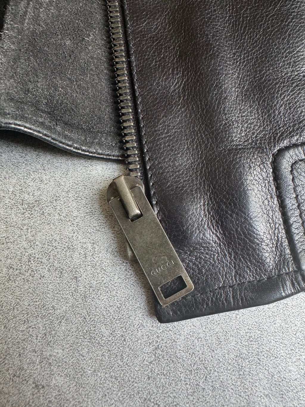 AW2004 Gucci Black Cafe Moto Biker Leather Jacket by Tom Ford (L) - 10