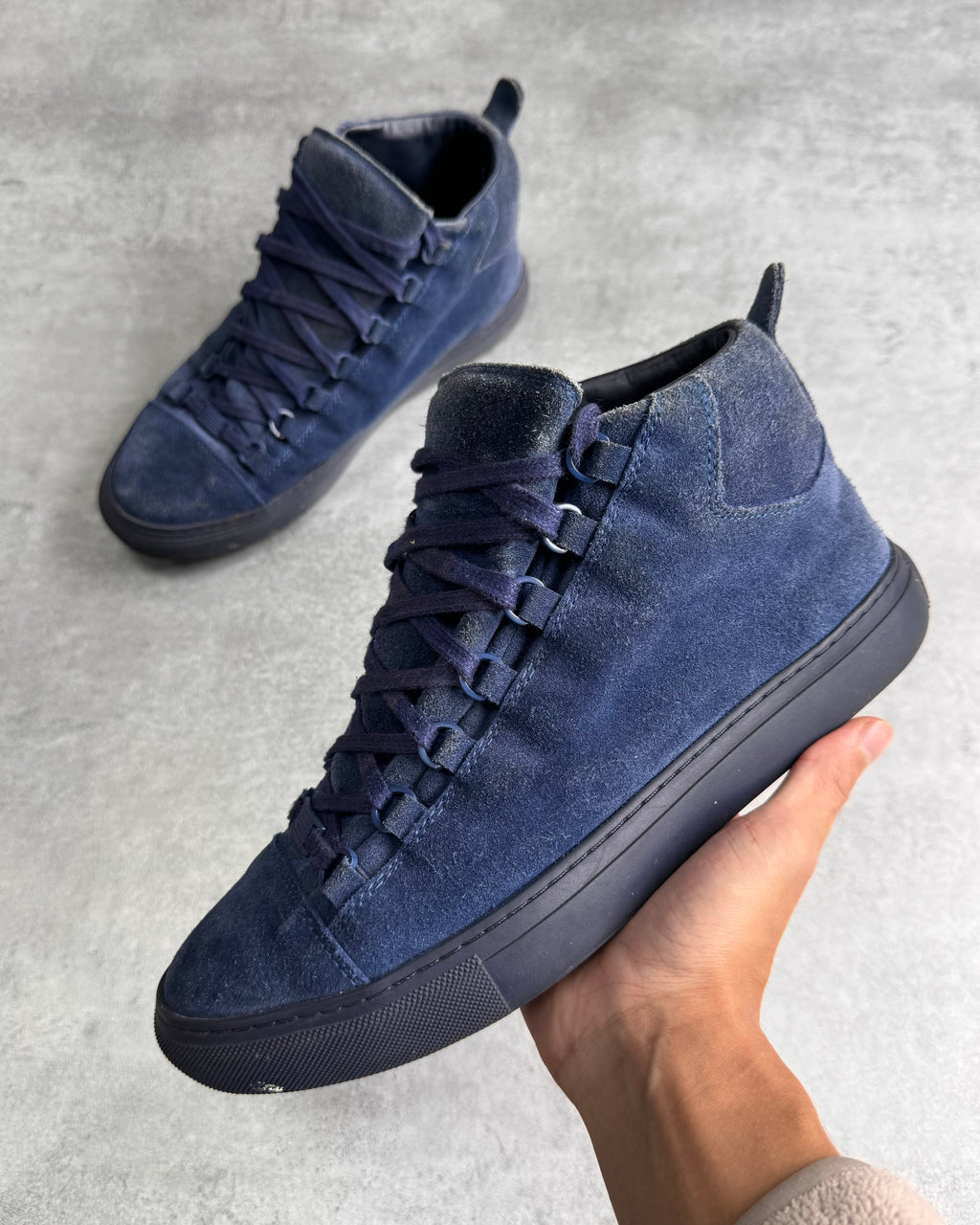 Balenciaga Arena High Blue Suede Leather Sneakers