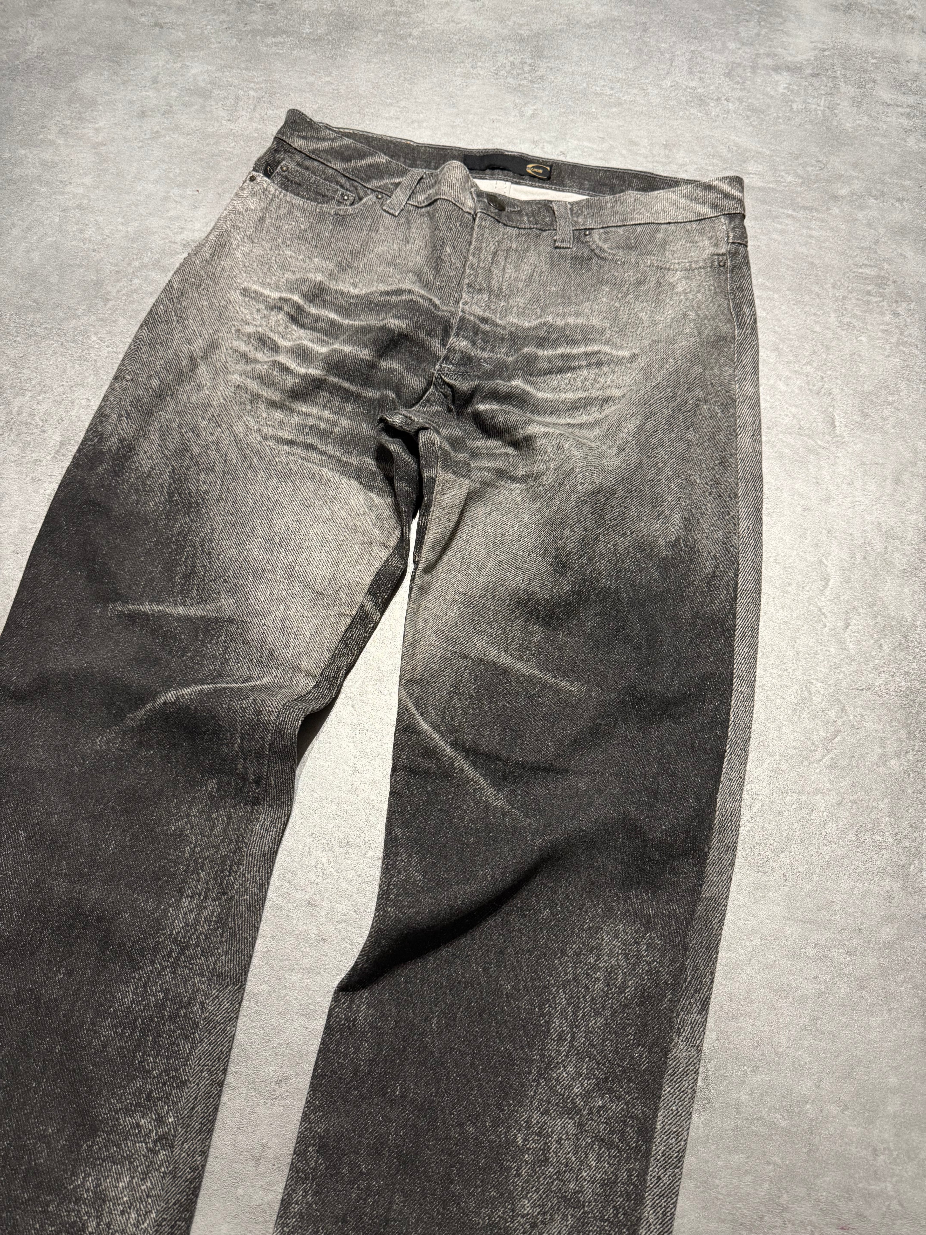 2000s Cavalli Overprint Black Dyed Pants