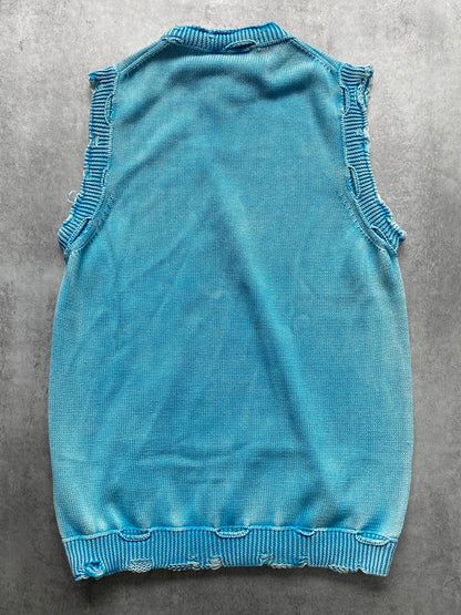 Daniele Alessandrini Destroyed Sleeveless Acid Blue Sweater (M/L)