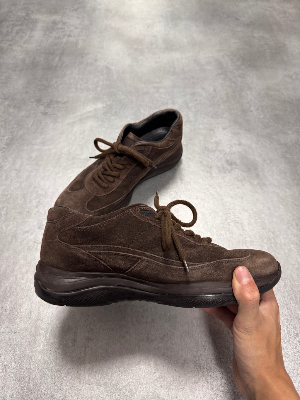 2000s Prada Brown Suede Low Sneakers