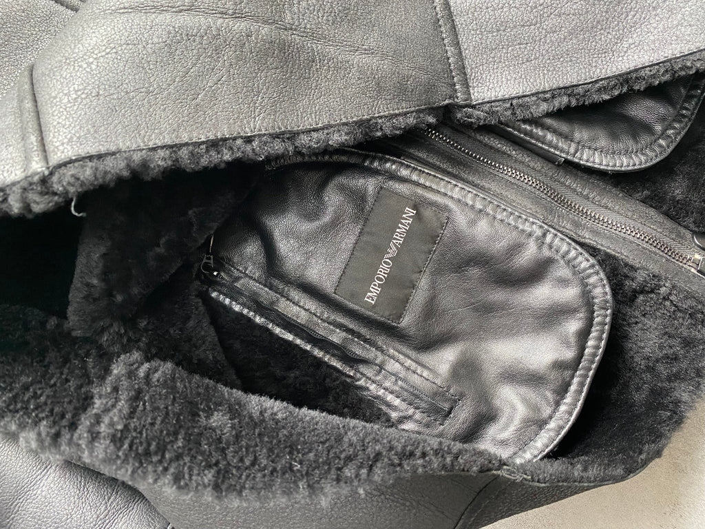 AW2015 Emporio Armani Asymmetrical Leather Jacket