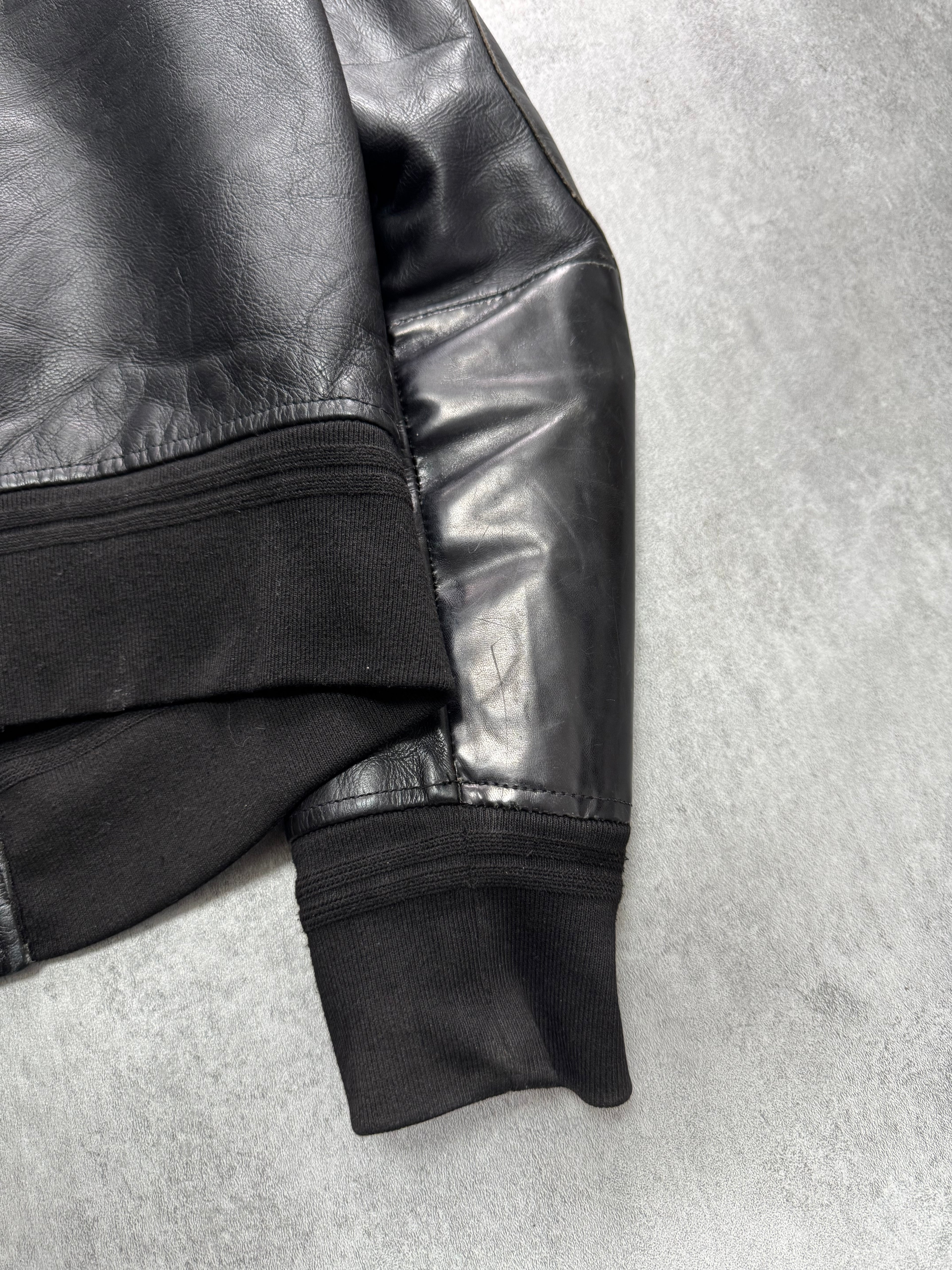 2000s Acne Studios Black Leather Bomber Jacket