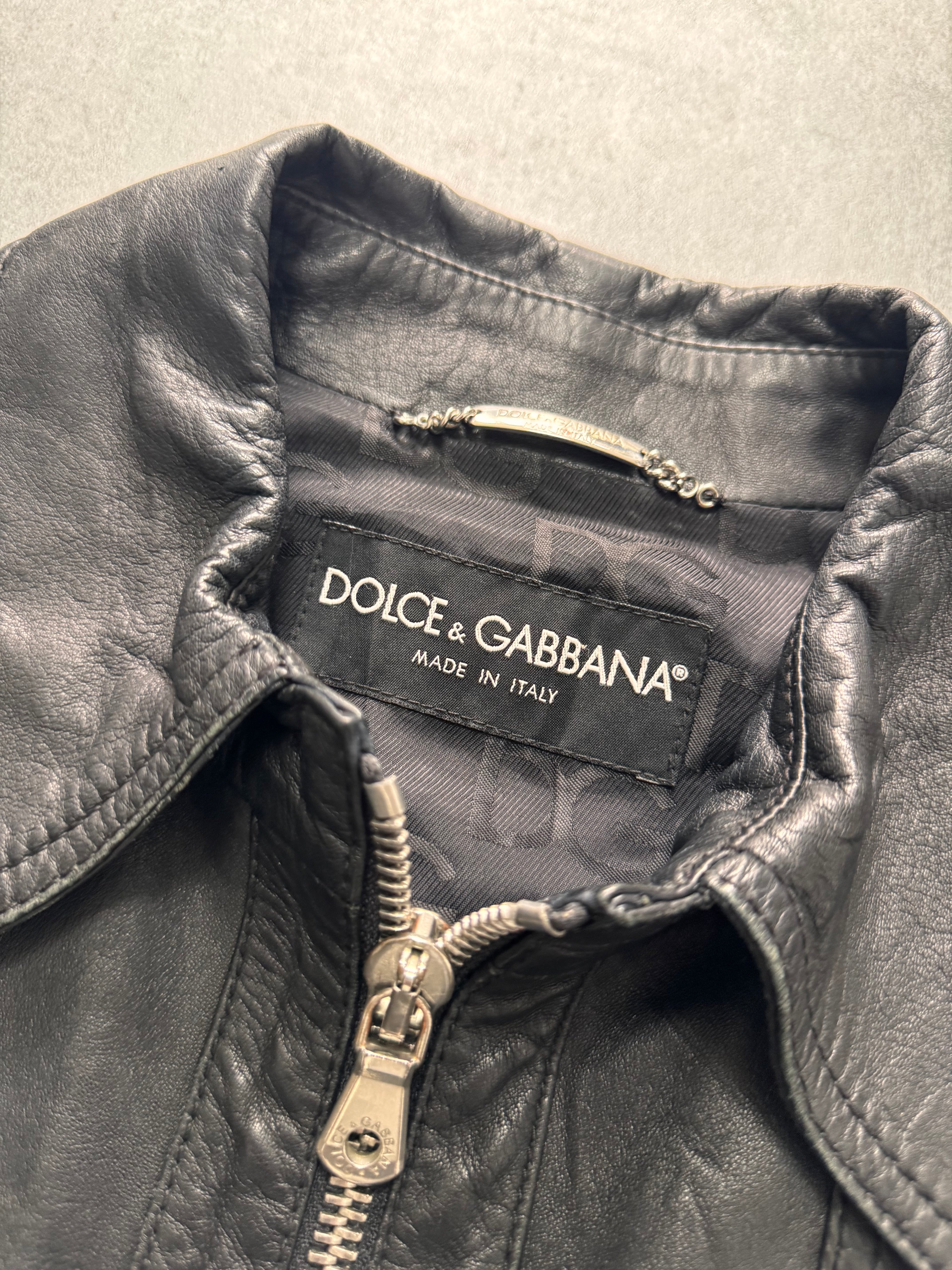 2000s Dolce & Gabbana Spy Black Leather Jacket